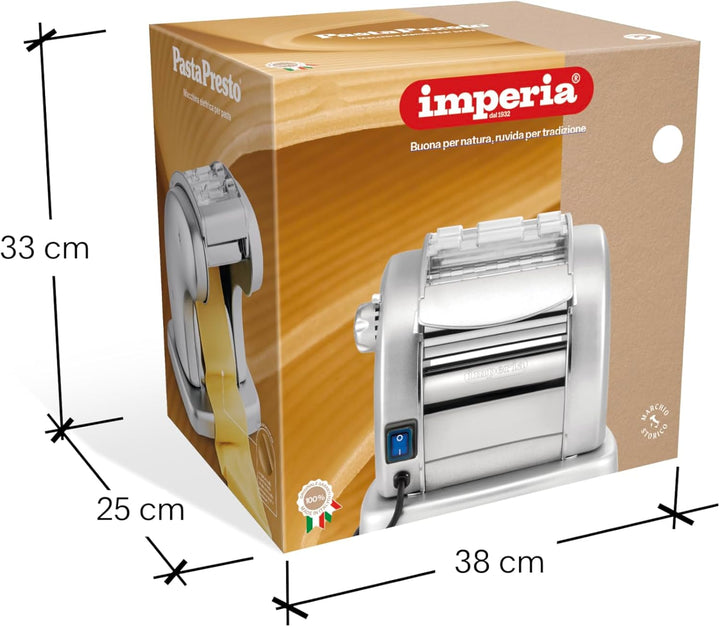 Imperia Pastapresto Ruvida Gourmet Linie. Elektrische Nudelmaschine Made in Italy. Frischpastamaschi