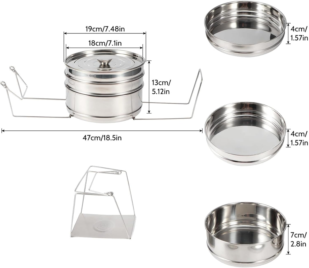 Stapelbares Edelstahl Dampfgarer Set, 20 cm Dämpfgeschirr mit Deckel Stapelbarer Dampftopf Kochgesch
