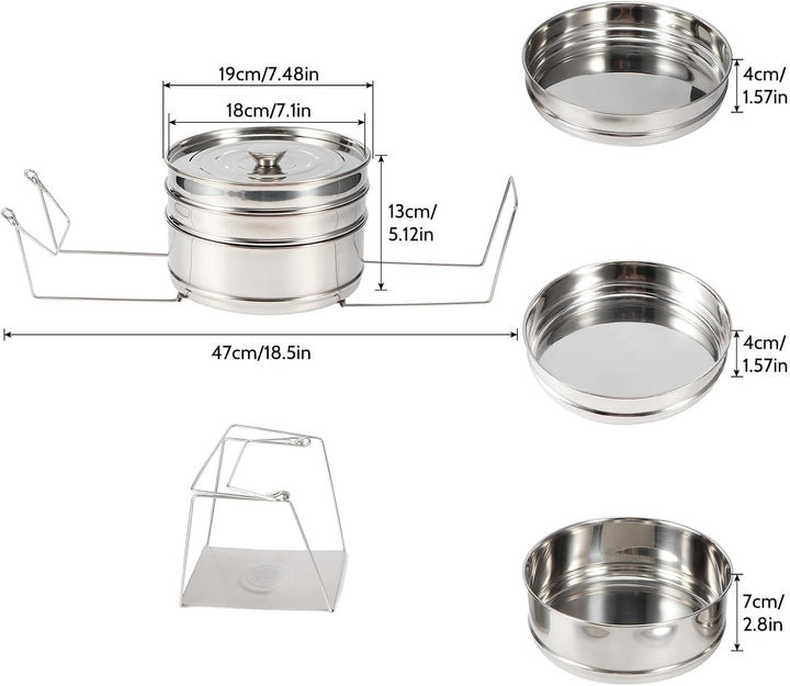 Stapelbares Edelstahl Dampfgarer Set, 20 cm Dämpfgeschirr mit Deckel Stapelbarer Dampftopf Kochgesch