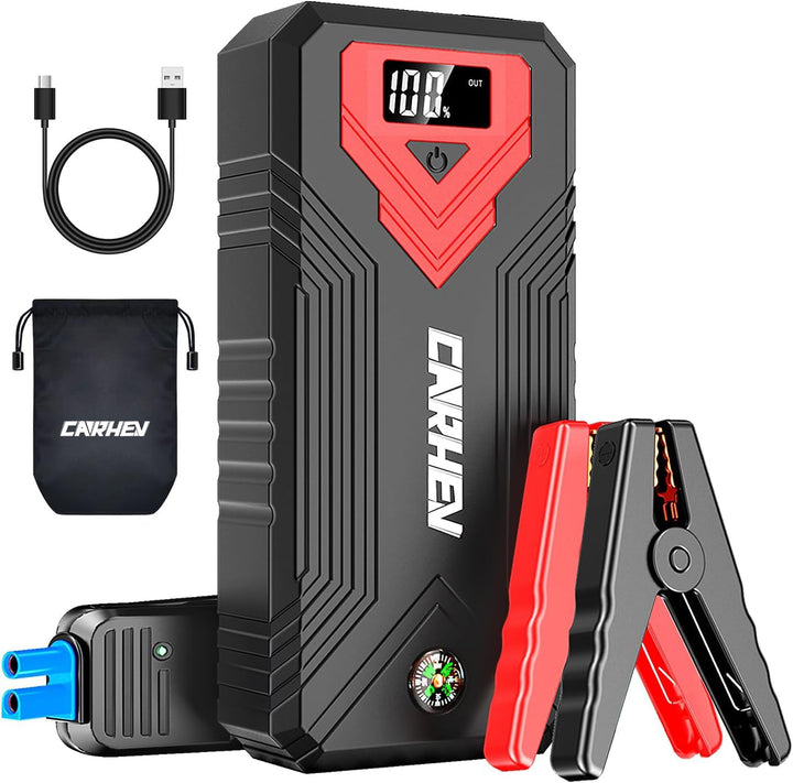 CARHEV Starthilfe Powerbank für pkw, 4000A Auto Starthilfe Powerbank (Bis Zu 8,0L Benzin Oder 8,0L D