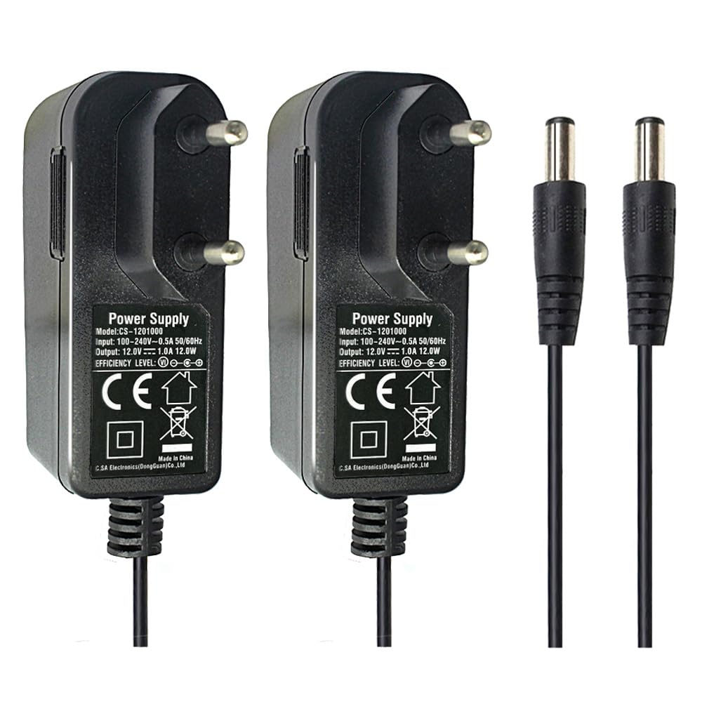 Security-01 2er Pack AC zu DC 12V 1A Netzteil Adapter, Stecker 5,5mm x 2,1mm für CCTV-Kamera LED Str