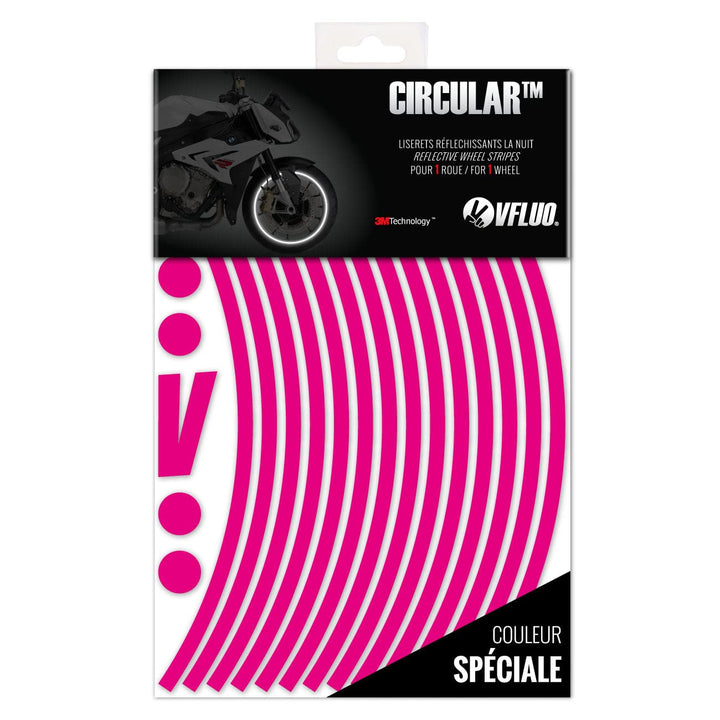 VFLUO - Kit Reflektierende Felgenrandaufkleber Motorrad, Aufkleber für 1 Rad 3M™-Technologie™, 360°-