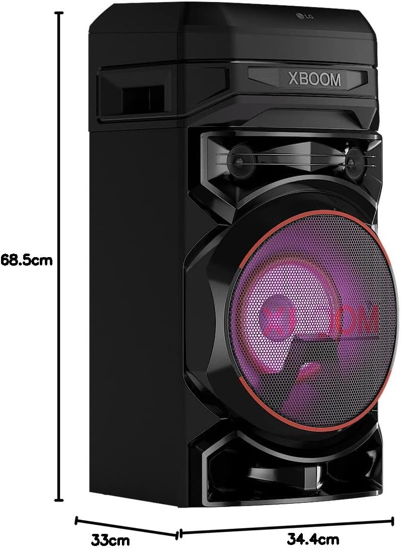 LG XBOOM RNC5, 2-Wege-Soundsystem mit 3 Lautsprechern (Karaoke- &amp; DJ-Funktionen, Beleuchtung), Schwa