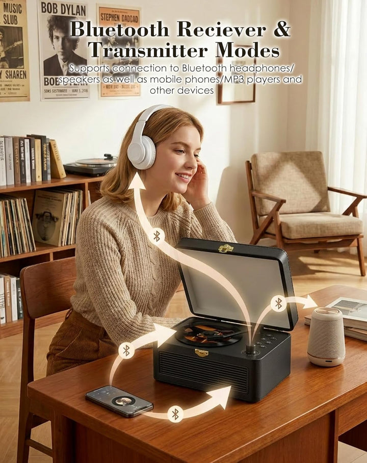Tragbar CD Player Bluetooth Retro Radio mit CD-Player mit Lautsprecher Unterstützung USB & AUX-Wiede