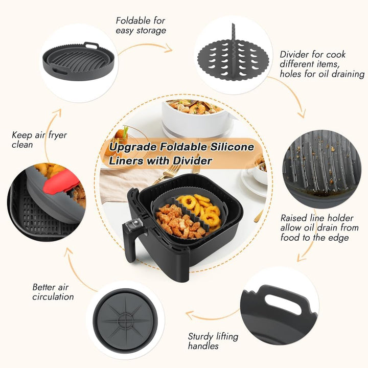 BYKITCHEN Airfryer Silikonform für Ninja Airfryer Max 5,2L AF160EU AF150EUCP, Airfryer Zubehör für C