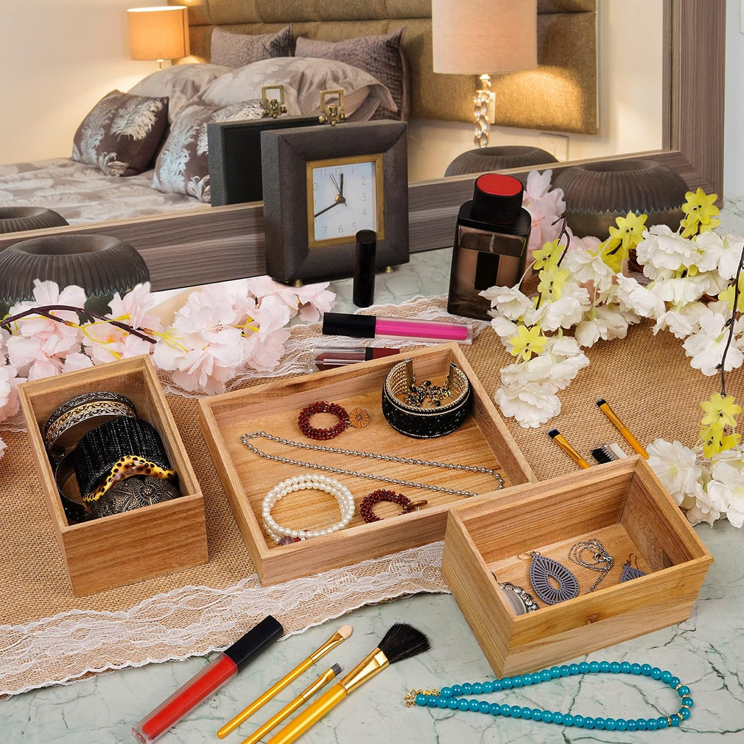 BELLE VOUS Schmuckkästchen Holz Box mit 5 Fächern - 22 x 17 x 11,5 cm - Aufbewahrungs- & Sortierbox