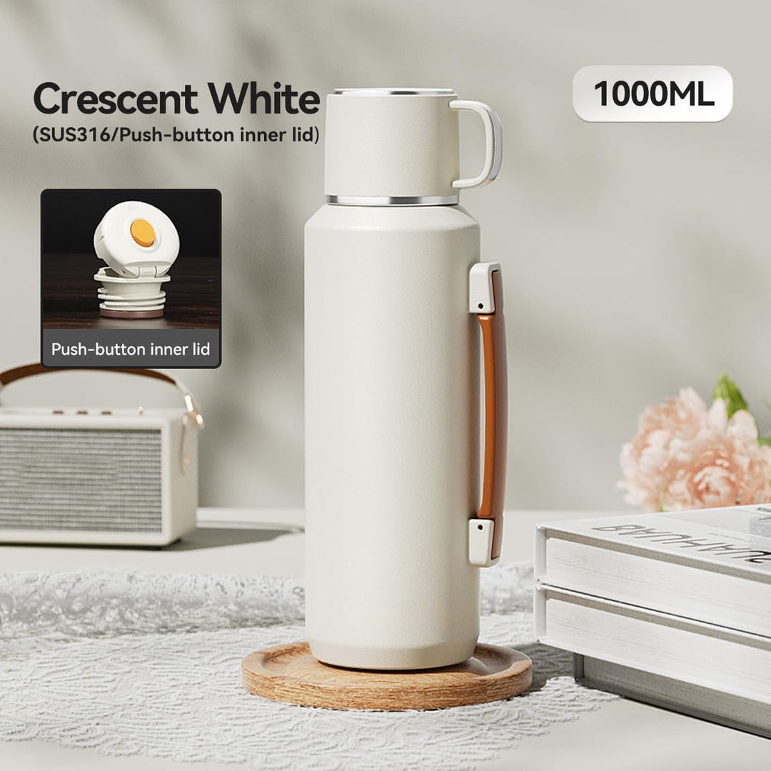 Simcat 1000ml Thermoskanne Thermosflasche 316 Edelstahl, Edelstahl Trinkflasche (hält 24 Stunden), T