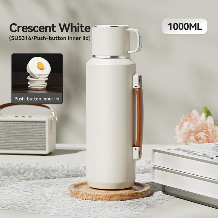 Simcat 1000ml Thermoskanne Thermosflasche 316 Edelstahl, Edelstahl Trinkflasche (hält 24 Stunden), T