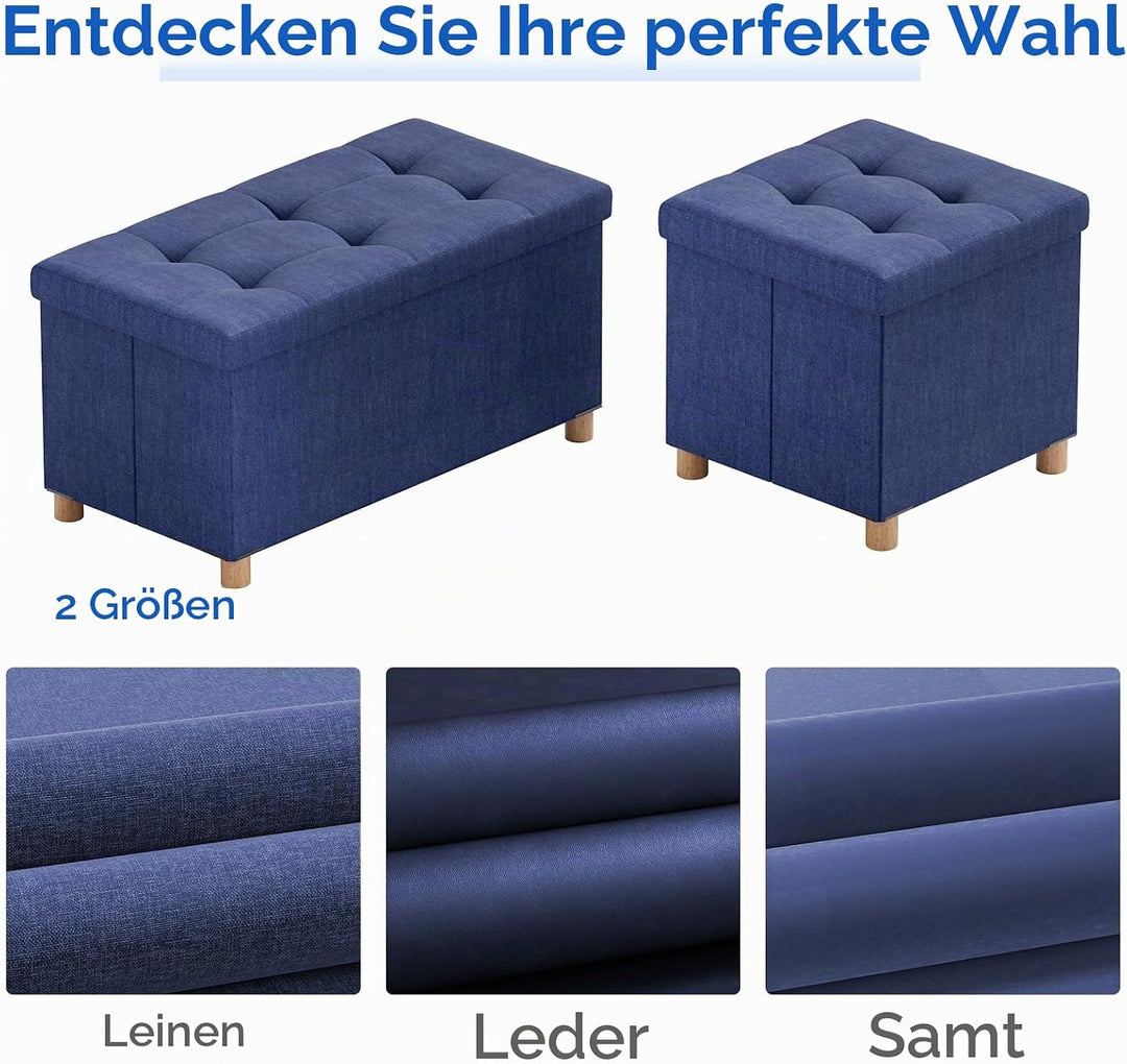 BRIAN &amp; DANY Sitzbank mit Stauraum, Faltbar Sitztruhe Sitzhocker mit Deckel, Sitzcube Fussablage, M