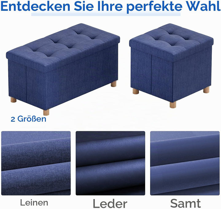BRIAN &amp; DANY Sitzbank mit Stauraum, Faltbar Sitztruhe Sitzhocker mit Deckel, Sitzcube Fussablage, M
