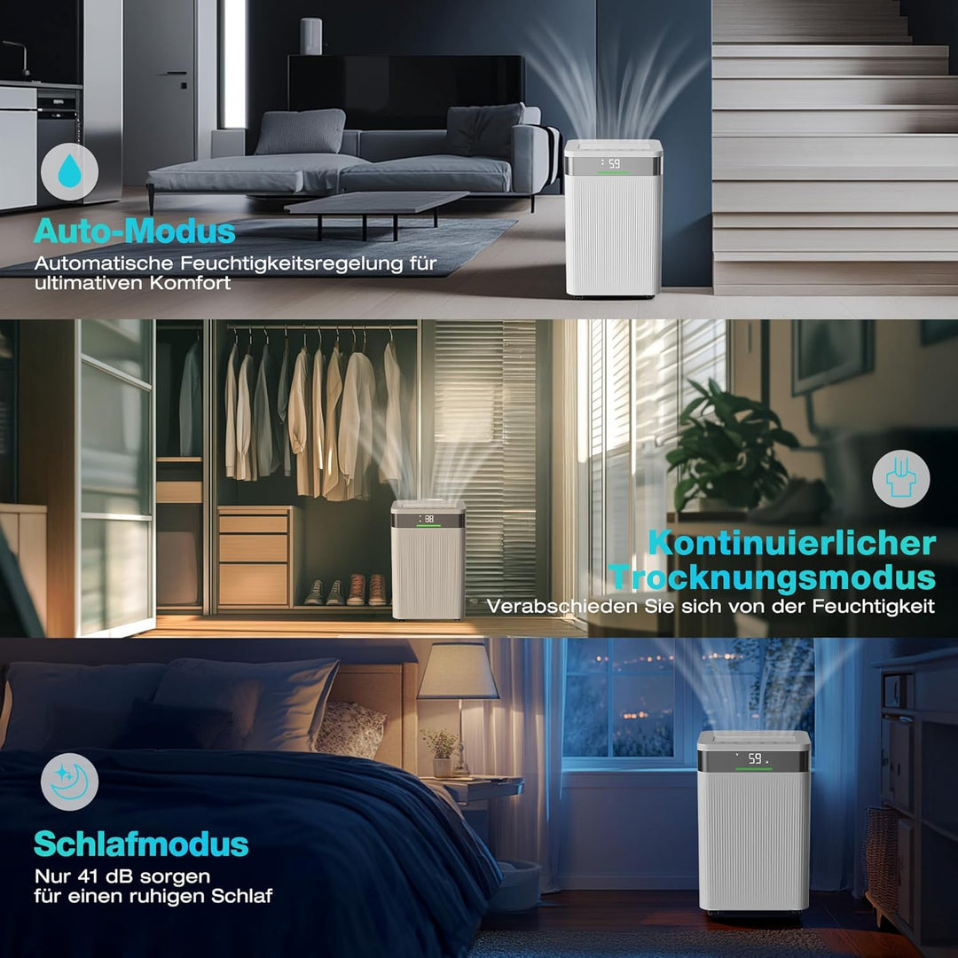 HAUSHOF Luftentfeuchter Elektrisch 20L/Tag, 41dB Leiser Entfeuchter Elektrisch mit Negativ-Ionen für