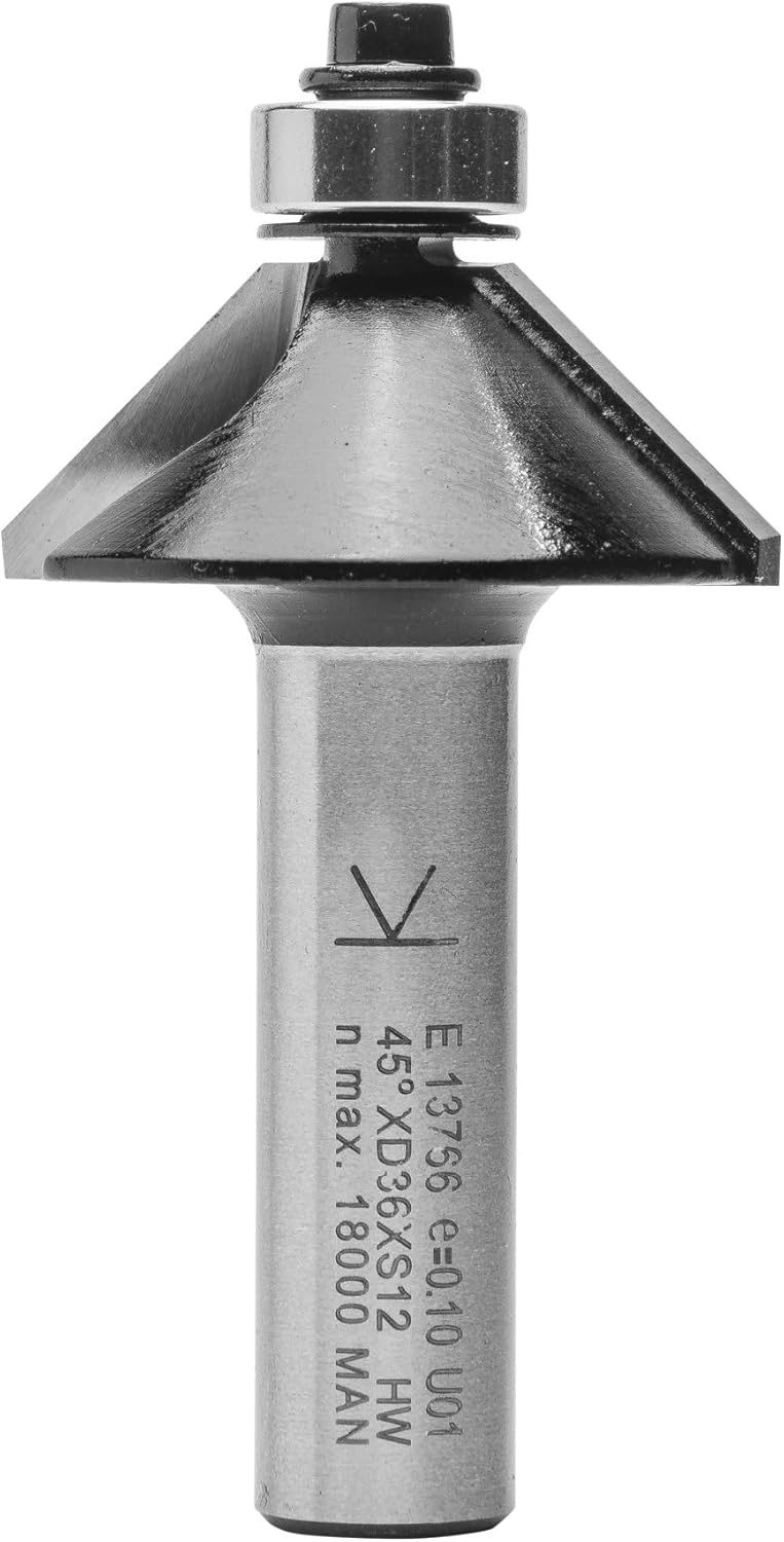 ENT 13766 Fasefräser HW, Schaft (S) 12 mm, Durchmesser (D) 36 mm, NL 11,6 mm, E 45°, SL 40 mm, mit K