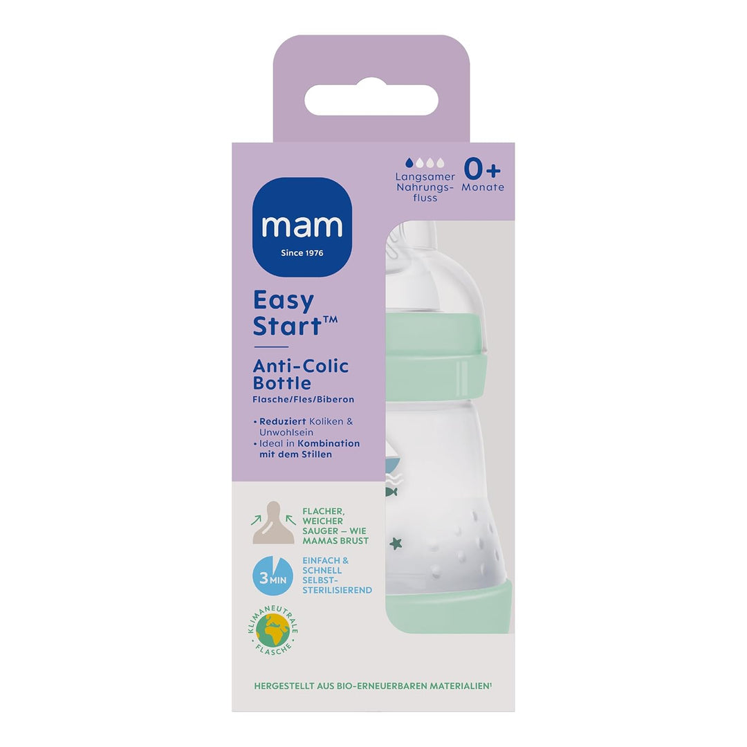 MAM Easy Start Anti-Colic Babyflasche (160 ml), besonders gut akzeptierte Milchflasche, Baby Trinkfl