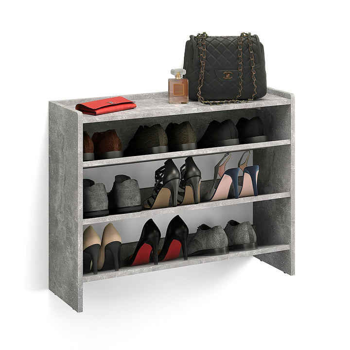 KOMTO Schuhregal Schmal - Schuhablage Flur mit 3 Ebenen Offener Schuhschrank Schuh Organizer Platzsp