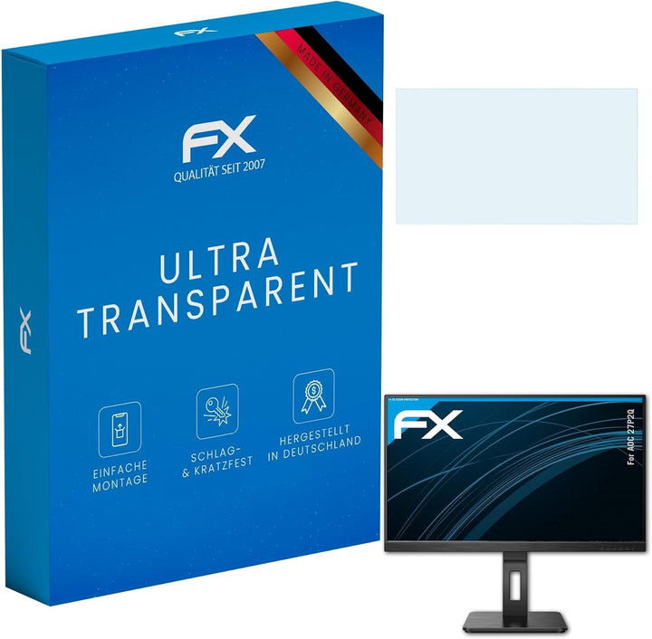 atFoliX Schutzfolie kompatibel mit AOC 27P2Q Folie, ultraklare FX Displayschutzfolie