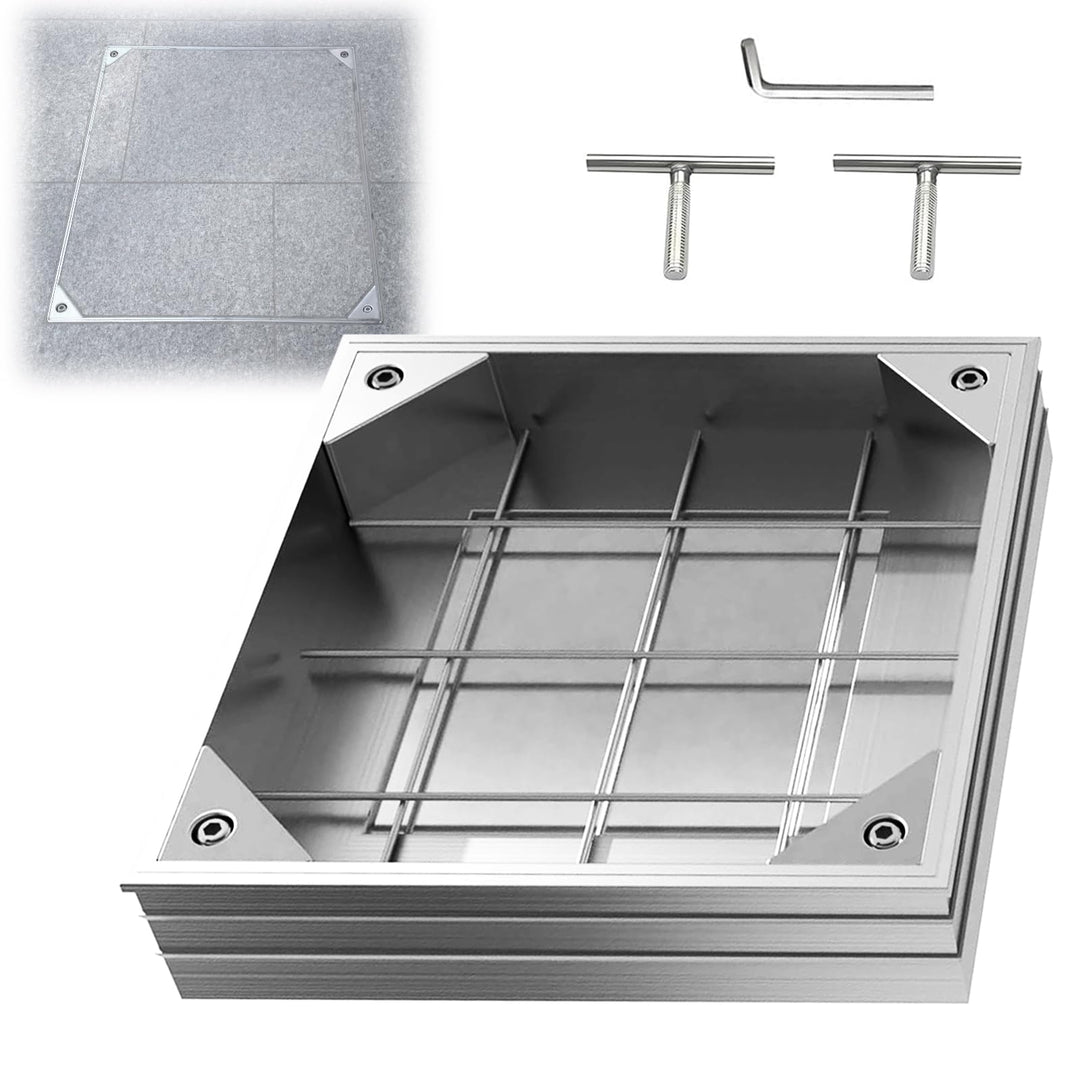 LIROPAU Schachtabdeckung 300x300mm Aluminium Versenkte Schachtdeckel, Eingebettete Schachtabdeckung