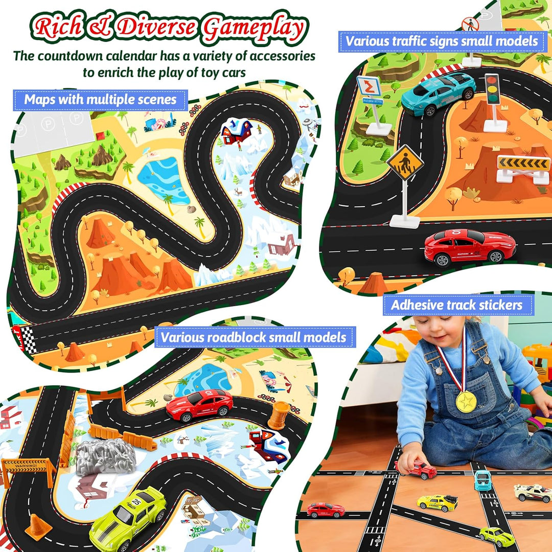 Autos Spielzeug Adventskalender Kinder 2023, Sportwagen Rennspielzeug, 24 Tage Weihnachtskalender Ge