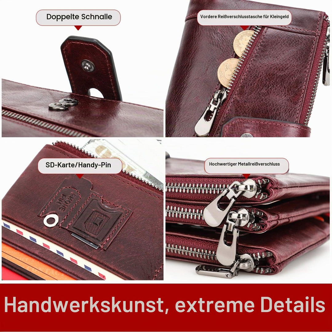 Contacts RFID Frauen Reissverschluss Brieftasche-Dame Karte Münzhalter Telefon Kupplung Geldbörse Ec