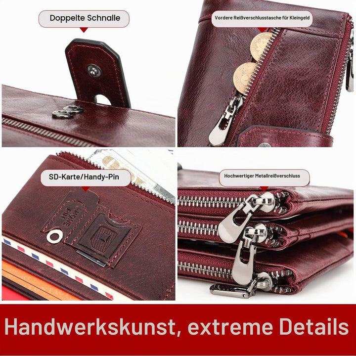 Contacts RFID Frauen Reissverschluss Brieftasche-Dame Karte Münzhalter Telefon Kupplung Geldbörse Ec