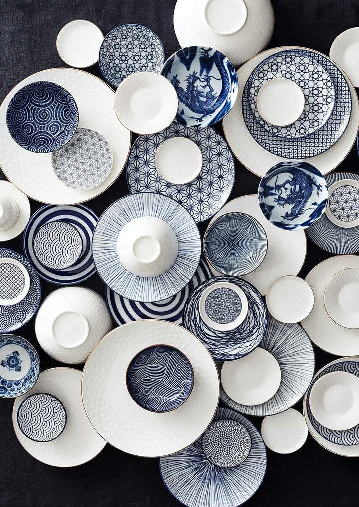 TOKYO design studio Nippon Blue 2-er Schalen-Set blau-weiss, Ø 15 cm, ca. 500 ml, asiatisches Porzel