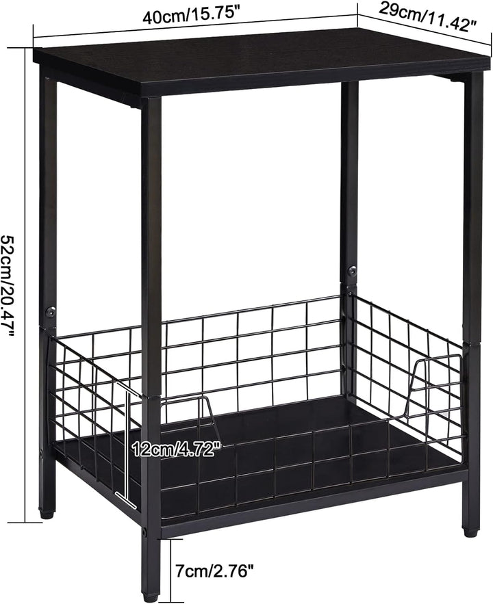 YMYNY Beistelltisch, Kaffeetisch mit 2 Ebenen, Ablagekorb, Laptoptisch, Nachttisch, Sofatisch, Couch