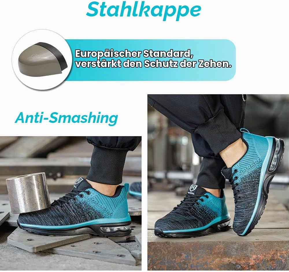 Arbeitsschuhe Leicht Herren Sicherheitsschuhe Damen rutschfest Sportlich Stahlkappenschuhe Atmungsak
