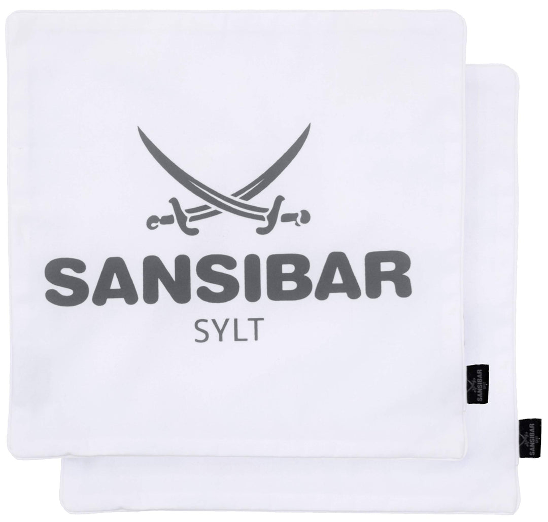 Sansibar Kissen Zierkissen Dekokissen Sofakissen 100% Baumwolle (Bezug - 45x45 cm - 2er-Set, Weiss/A