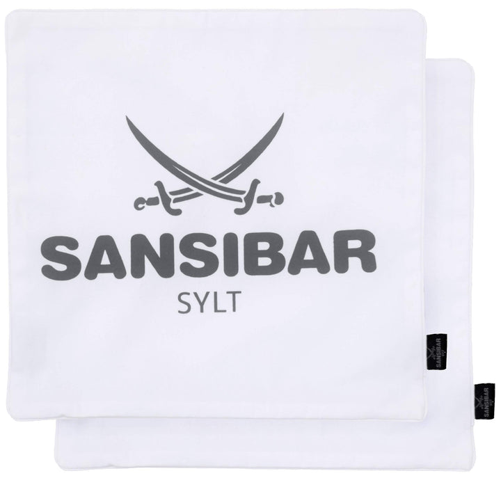 Sansibar Kissen Zierkissen Dekokissen Sofakissen 100% Baumwolle (Bezug - 45x45 cm - 2er-Set, Weiss/A