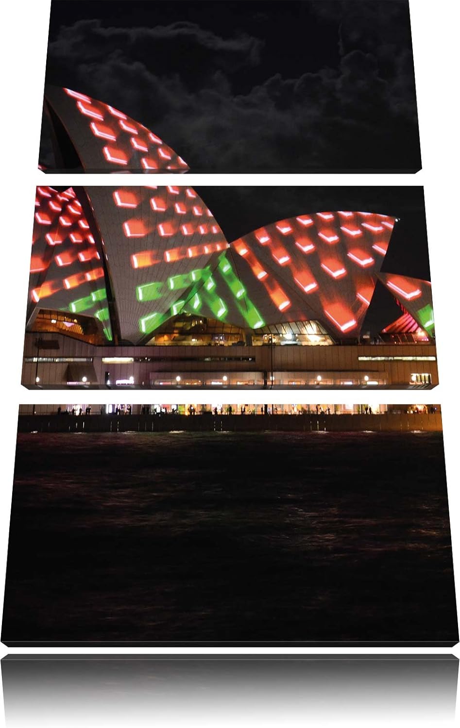 Pixxprint Sydney Opera House bei Nacht als Leinwandbild/Grösse: 3 Teilig (120x80) cm/Wandbild/Kunstd