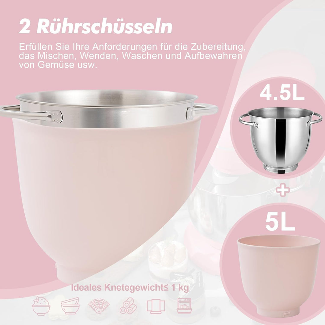 Kitchen in the Box Küchenmaschine, 4,5 L & 5 L Knetmaschine, 10+P Geschwindigkeits Teigmaschine mit
