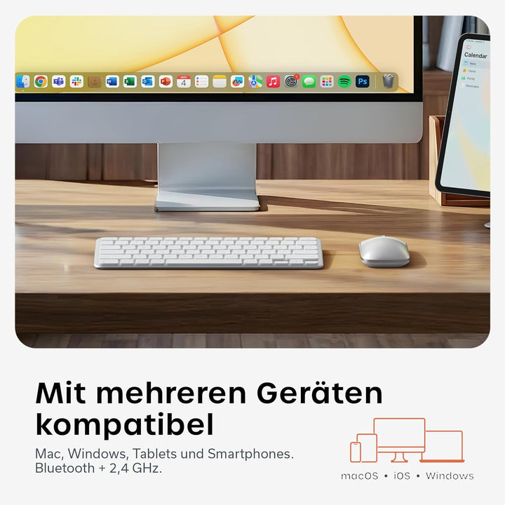 SATECHI Kabelloses Tastatur- &amp; Maus-Set Slim CEX1, Bluetooth Multi-Geräte, mit USB-C-Empfänger, 𝗨𝗦-𝗘