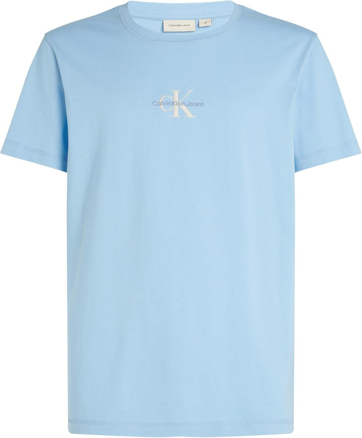 Calvin Klein Jeans Herren T-Shirt Kurzarm Monologo Rundhalsausschnitt XS Blau (Blue Bell), XS Blau (