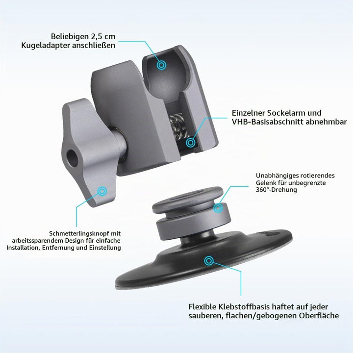 FANAUE Verbindungsarm mit Klebende Kugelkopfbasis Kompatibel mit RAM Mount B Grösse 1" Kugelkopf Ada
