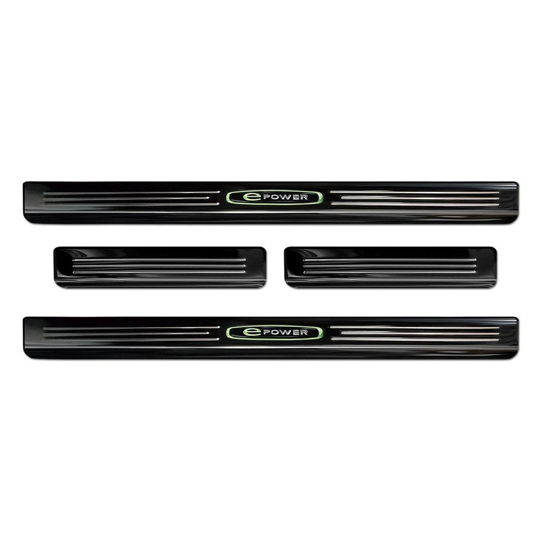 Black Inox door sill protectors compatible with Ford Mustang Mach-E 2020- 'E-Power' - 4-pieces