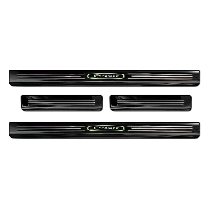 Black Inox door sill protectors compatible with Ford Mustang Mach-E 2020- 'E-Power' - 4-pieces