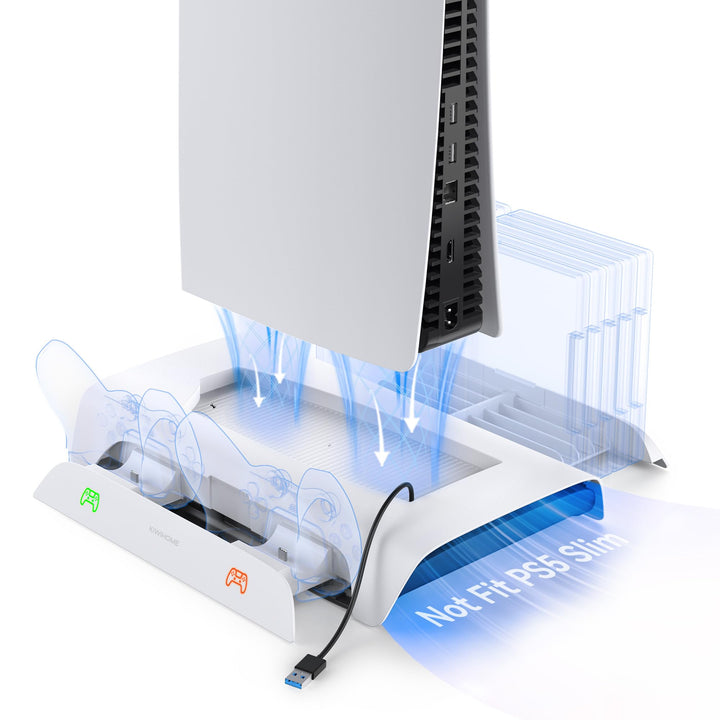KIWIHOME Vertikale Kühlung RGB, 3-stufiger Lüfter, Ladestation für Dual-Controller, 10 Spielplätze,