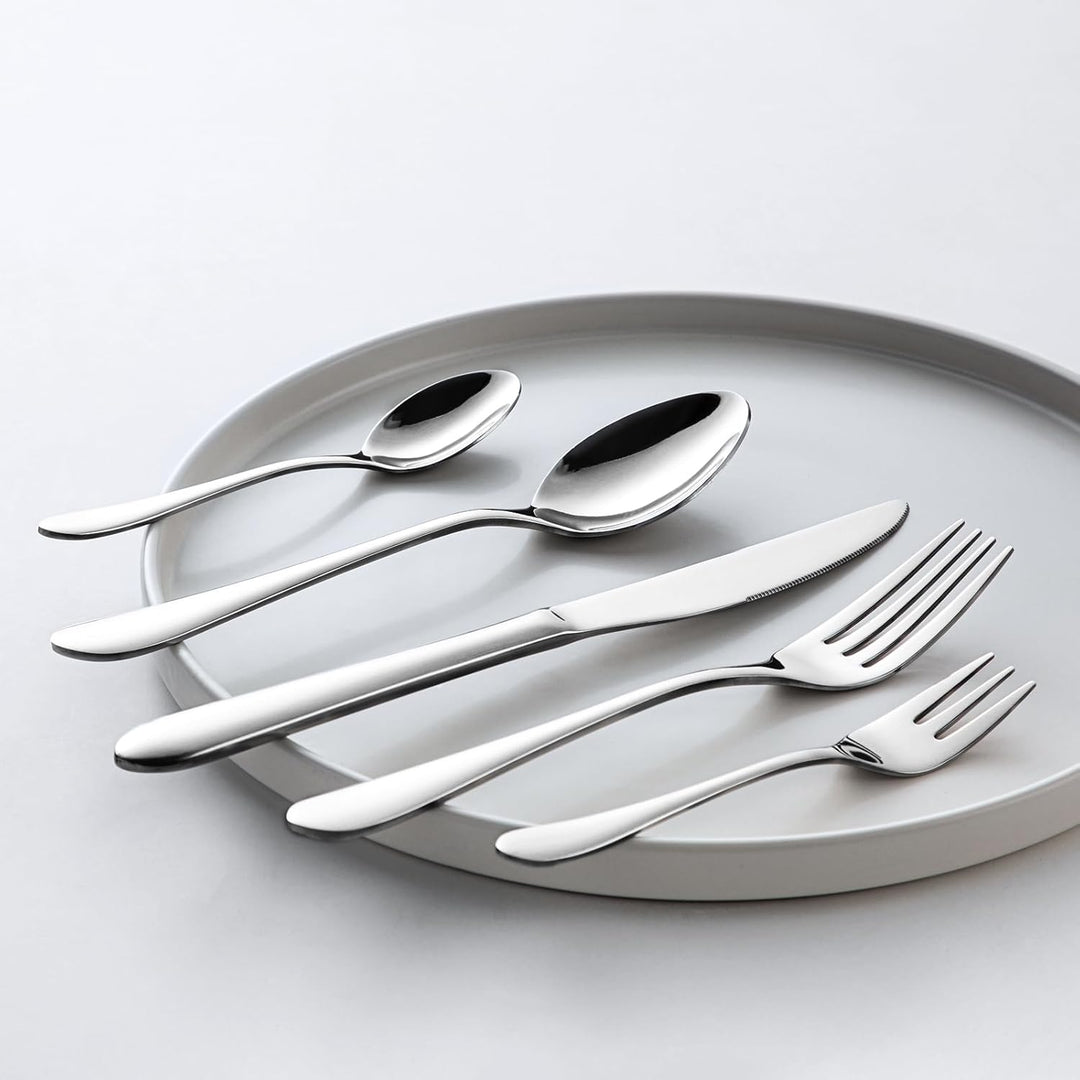 vancasso Besteck Set 6 Personen,30-Teilig Silberbesteck mit 6x Messer/6x Gabel/6x Löffel/6x Dessertl