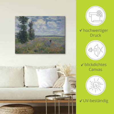 ARTland Leinwandbilder Wandbild Bild auf Leinwand 80x60 cm Wanddeko Landschaften Bäume Wiese Blumen