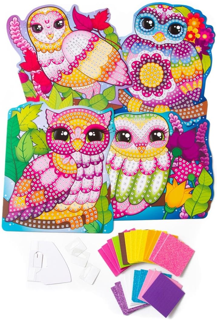 ORB Sticky Mosaic Eulen, 4 Designs, kreative Geschenke Bastelset Kinder Geschenke für Mädchen und Ju