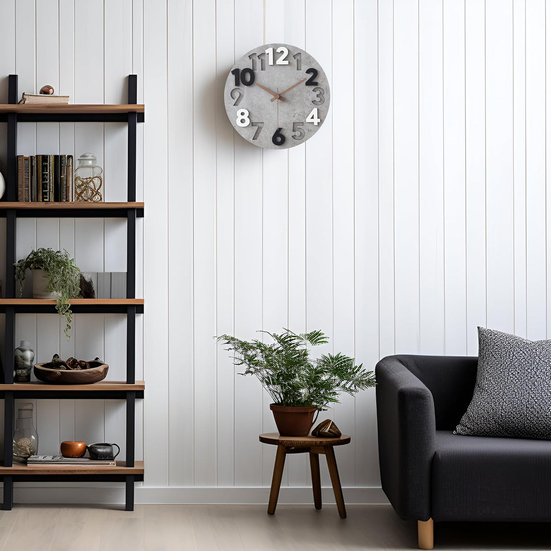 Stellarize Wanduhr Gross Ohne Tickgeräusche Modern Holz 3D Küchenuhr für Wohnzimmer Kinderzimmer Bür