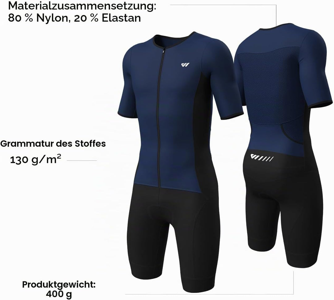 Lo.gas Herren Pro Trisuit Kurzarm Triathlonanzug für Ironman-Rennen und Triathlon-Wettkämpfe - Hochw