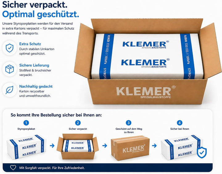 Styropor Dämmplatten EPS DEO 035 dm - ausgezeichnete Druckfestigkeit 100 kPa - sicherer Versand im s