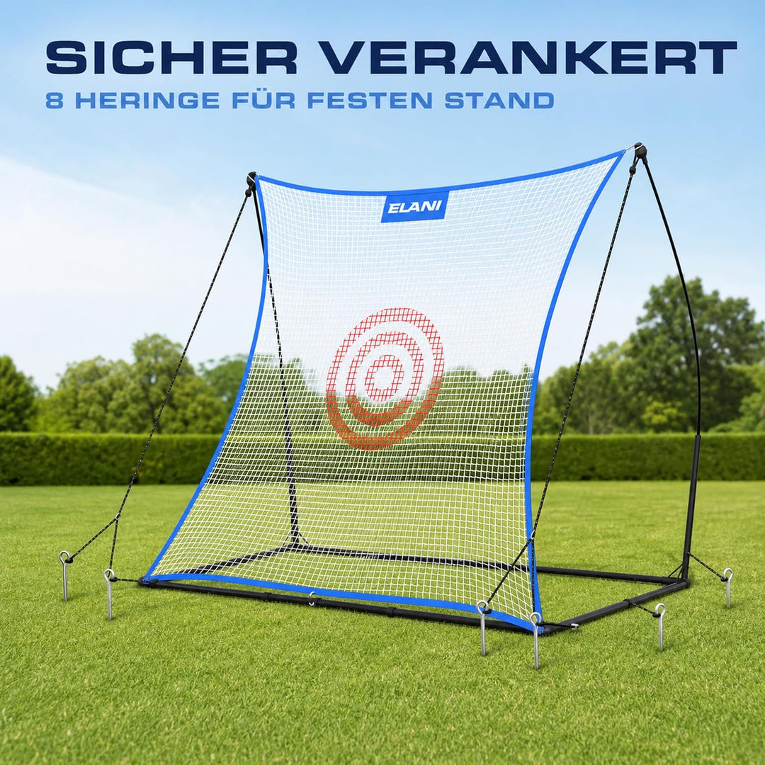 ELANI - Rebounder für Fussball - Spass für die ganze Familie - extra Grosses Netz mit Zielscheibe -