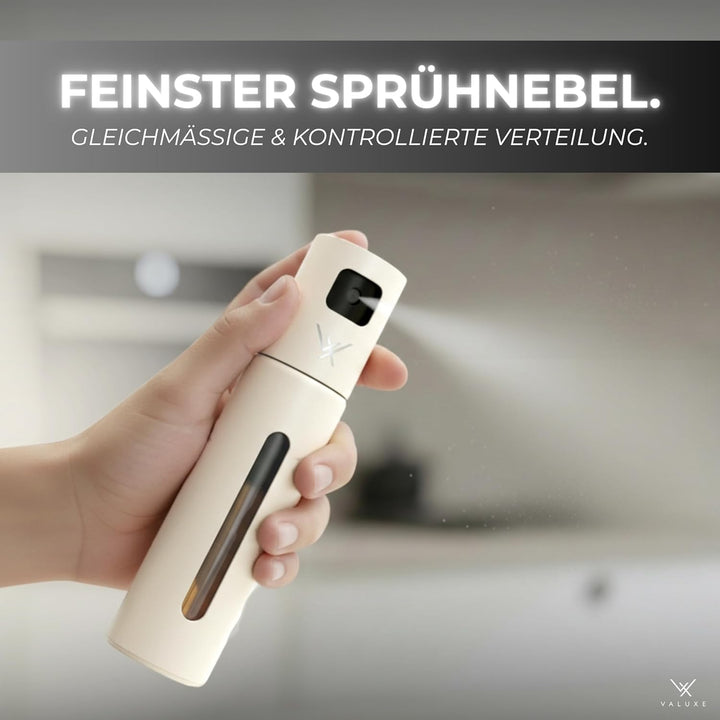 VALUXE® Ölsprüher für Speiseöl & Essig mit UV-Edelstahlmantel & Sprühfilter - Edelstahl Öl-Sprühflas