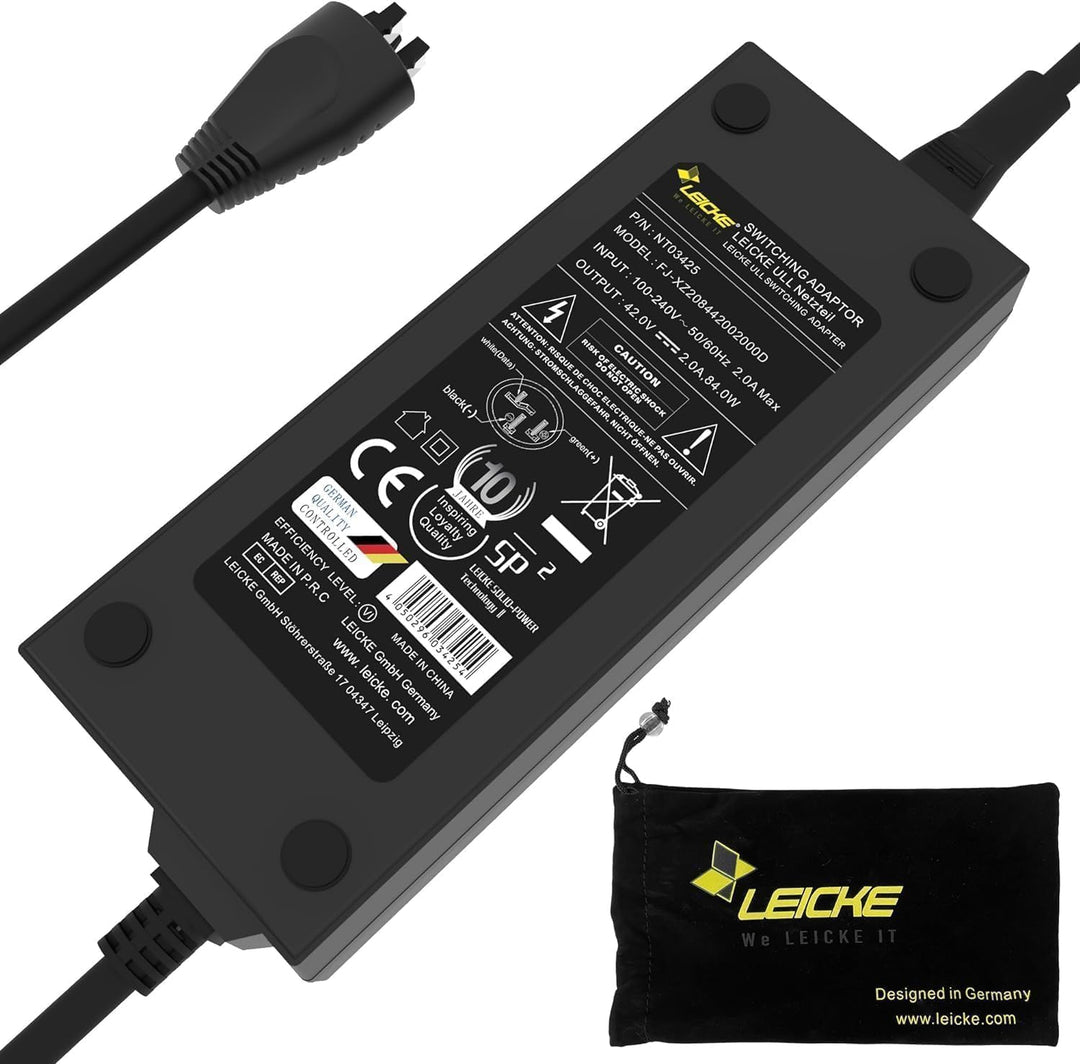 LEICKE 2A Ladegerät für 36V 42V Bosch der Performance und Active Line E-Bike Pedelec Akkus Kompatibe