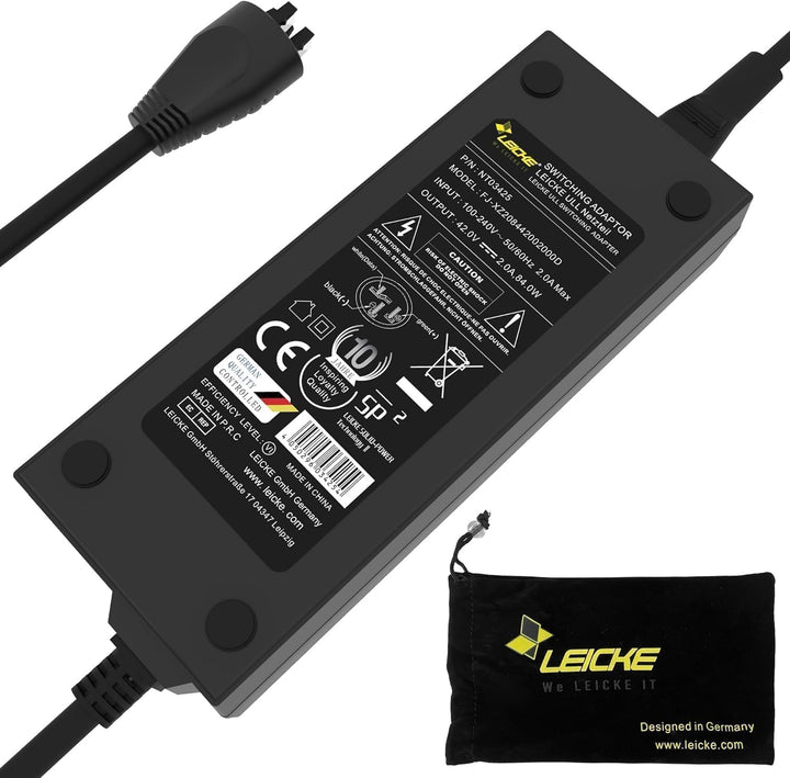 LEICKE 2A Ladegerät für 36V 42V Bosch der Performance und Active Line E-Bike Pedelec Akkus Kompatibe