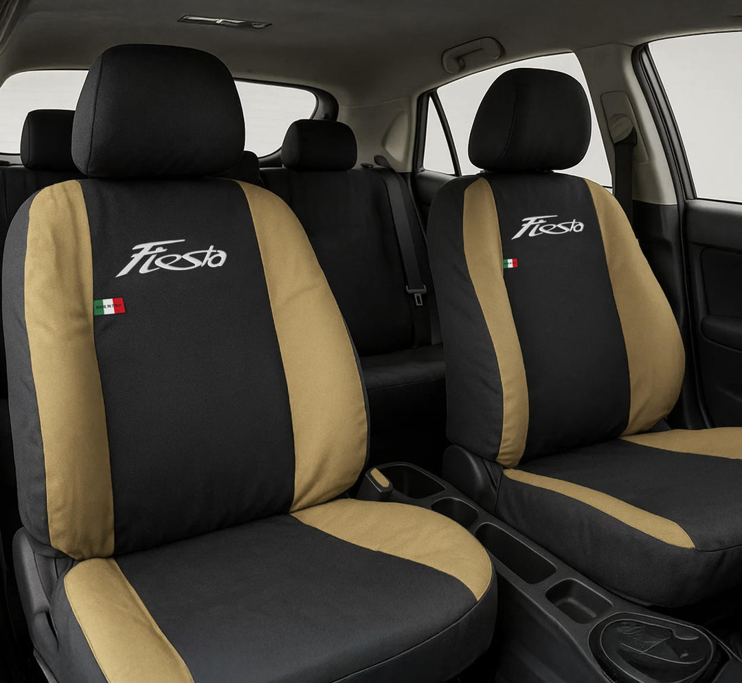 Auto Accessori Lupex - Sitzbezüge für Autositz, kompatibel Autositzbezüge für Fiesta, schwarz beige,