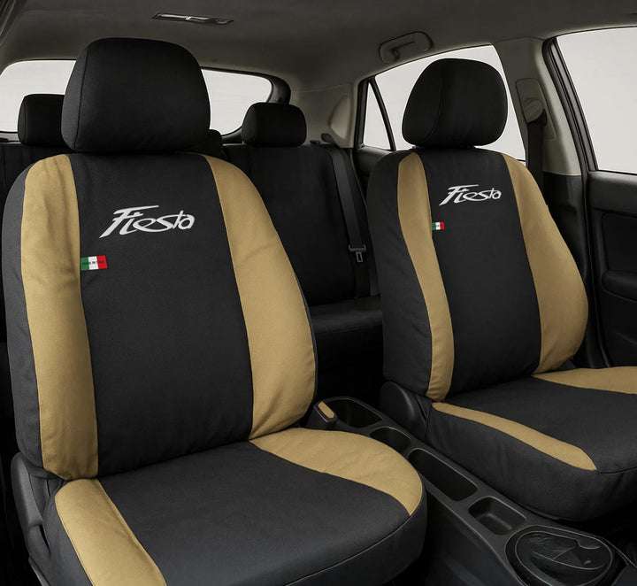 Auto Accessori Lupex - Sitzbezüge für Autositz, kompatibel Autositzbezüge für Fiesta, schwarz beige,
