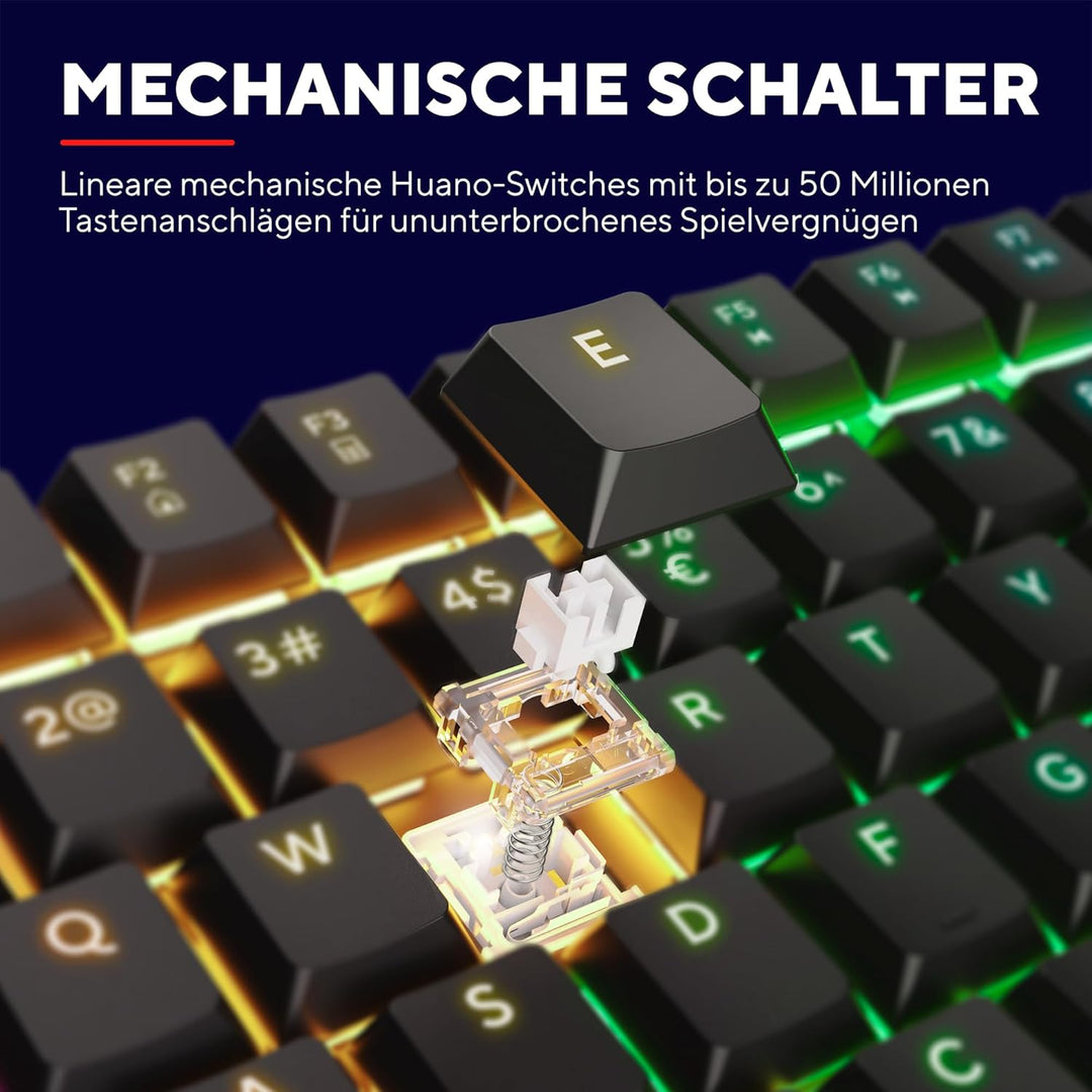 Trust Gaming GXT 866 Torix Mechanische Tastatur Deutsches QWERTZ Layout, Huano-Switches, Flache Tast