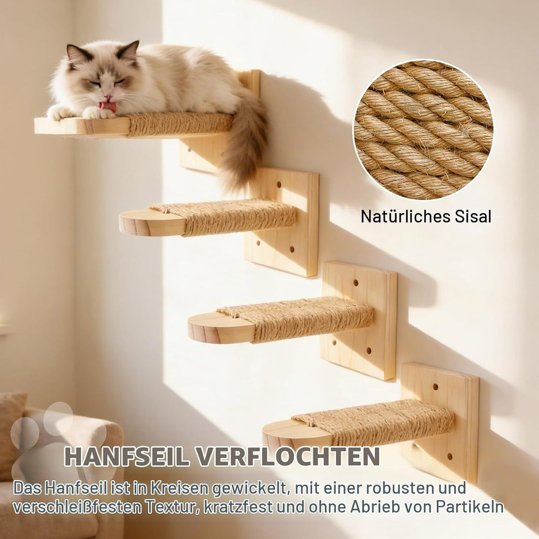 4 Stück Katzentreppe Wand, Kletterstufe 20CM, DIY Kletterwand Katzen, Katzenleiter Katzenbretter, Ka